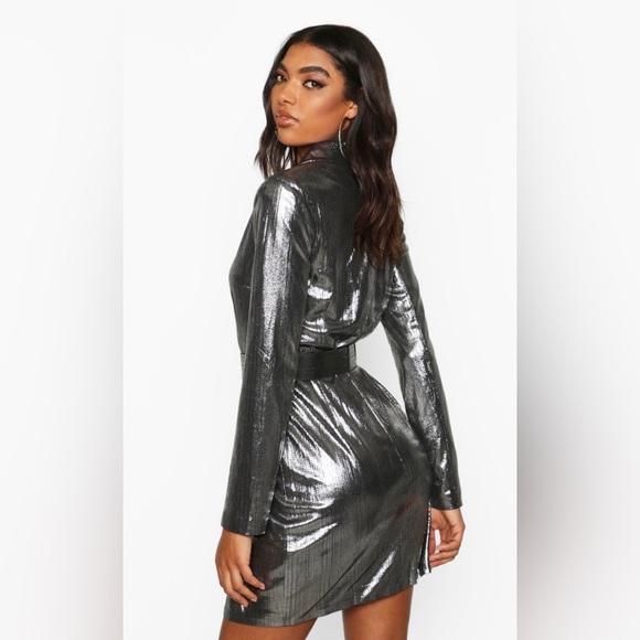 Boohoo Metallic Blazer Dress . Size 10. - Picture 5 of 5